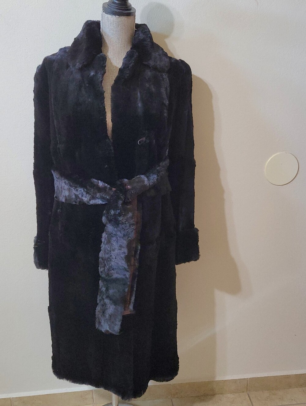Vintage Canadian Fur Company Full Length Fur Coat Black Belted